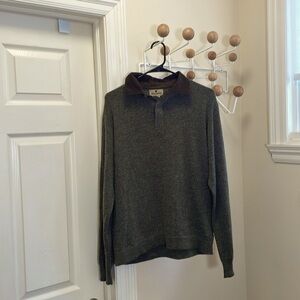 Woolrich - Two Toned Wool Blend Long Sleeve Polo - Green / Brown - Small